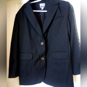 Black lightweight coat with leather stripe down the arm